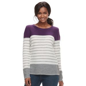 Croft & Barrow Sweater Large Purple/White/Gray